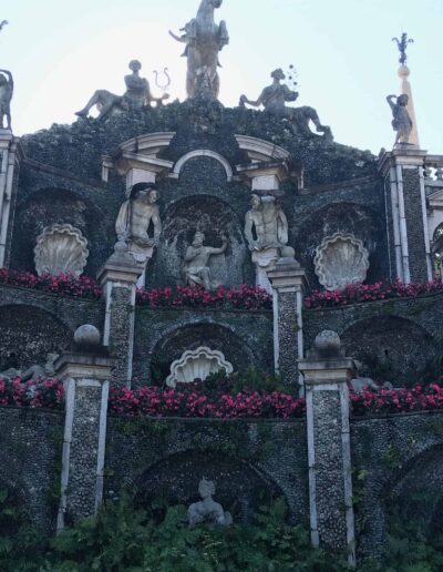 Carved statues at estate and gardens on Lake Maggiore, Italy